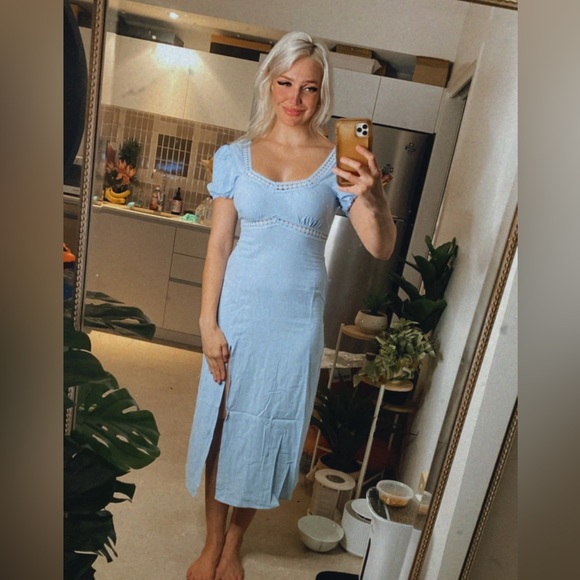 ***SOLD*** 🛌🪡 SBetro Blue Sweetheart Midi Dress 🪡🛌 Size Medium 10 BNWT - Picture 4 of 10